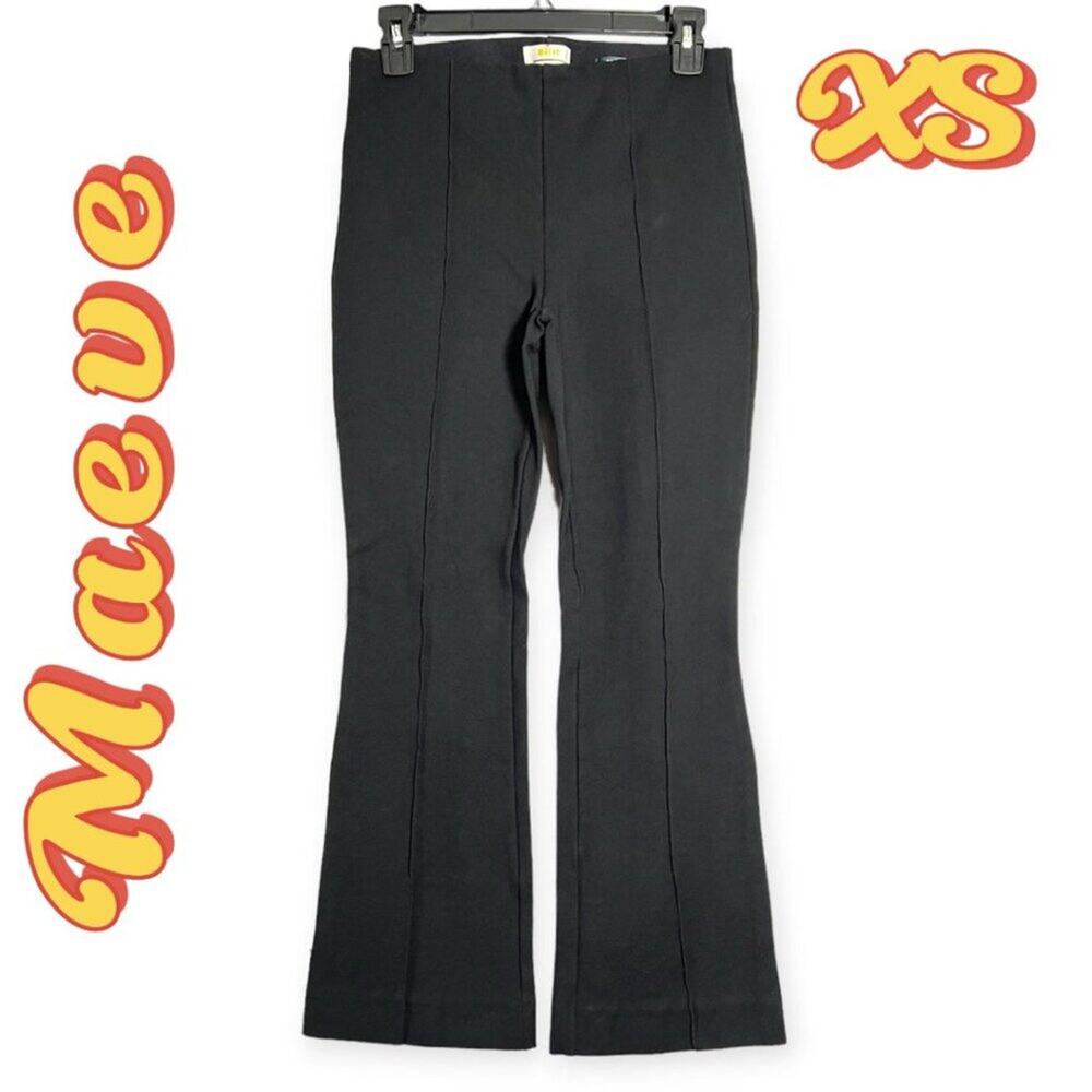 Maeve The Margot Kick-Flare Cropped Pants SIZE XS Black Stretch Pull-On Crease